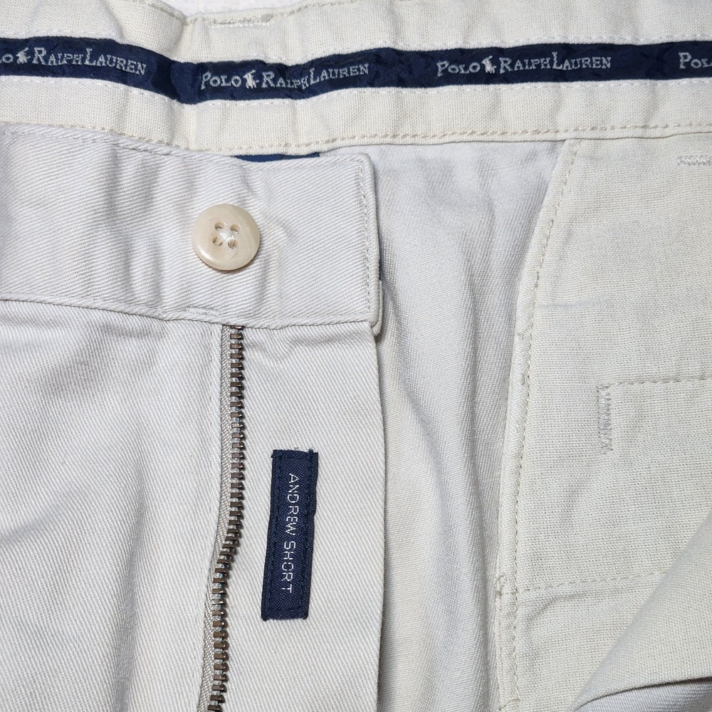 POLO RALPH LAUREN Andrew Short Mens 36 Khaki Pleated Chino Shorts Vintage Y2K - Picture 3 of 8